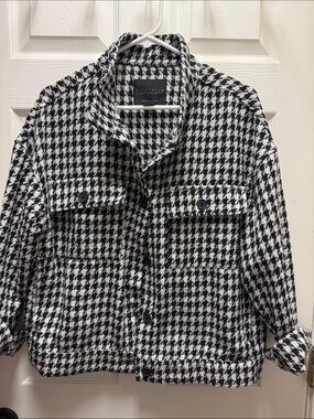 Sanctuary Black & White Houndstooth Button-Front Jacket